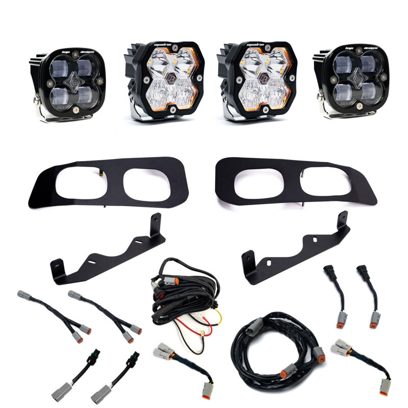 Ford Super Duty Fog Light Pocket Kit - Baja Designs - Squadron Sport/SAE 2.0 Dual (Driving/Combo) - Clear - `23-`25